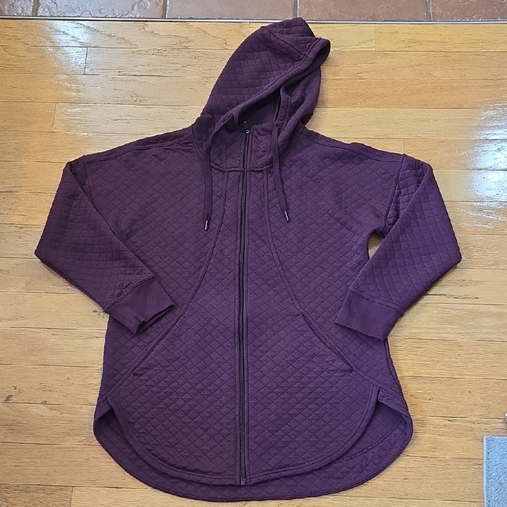 Athletic Works Womens Size Large Quilted Jacket With Hoodie Burgandy